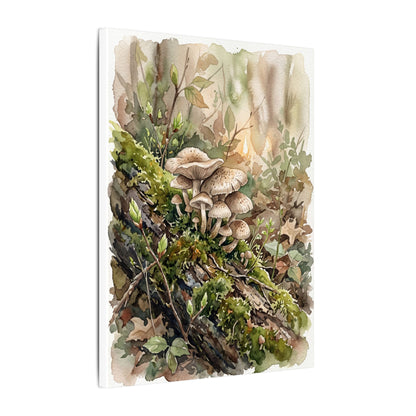 Wild Mushrooms Canvas Art | Spring Japandi Watercolor Art
