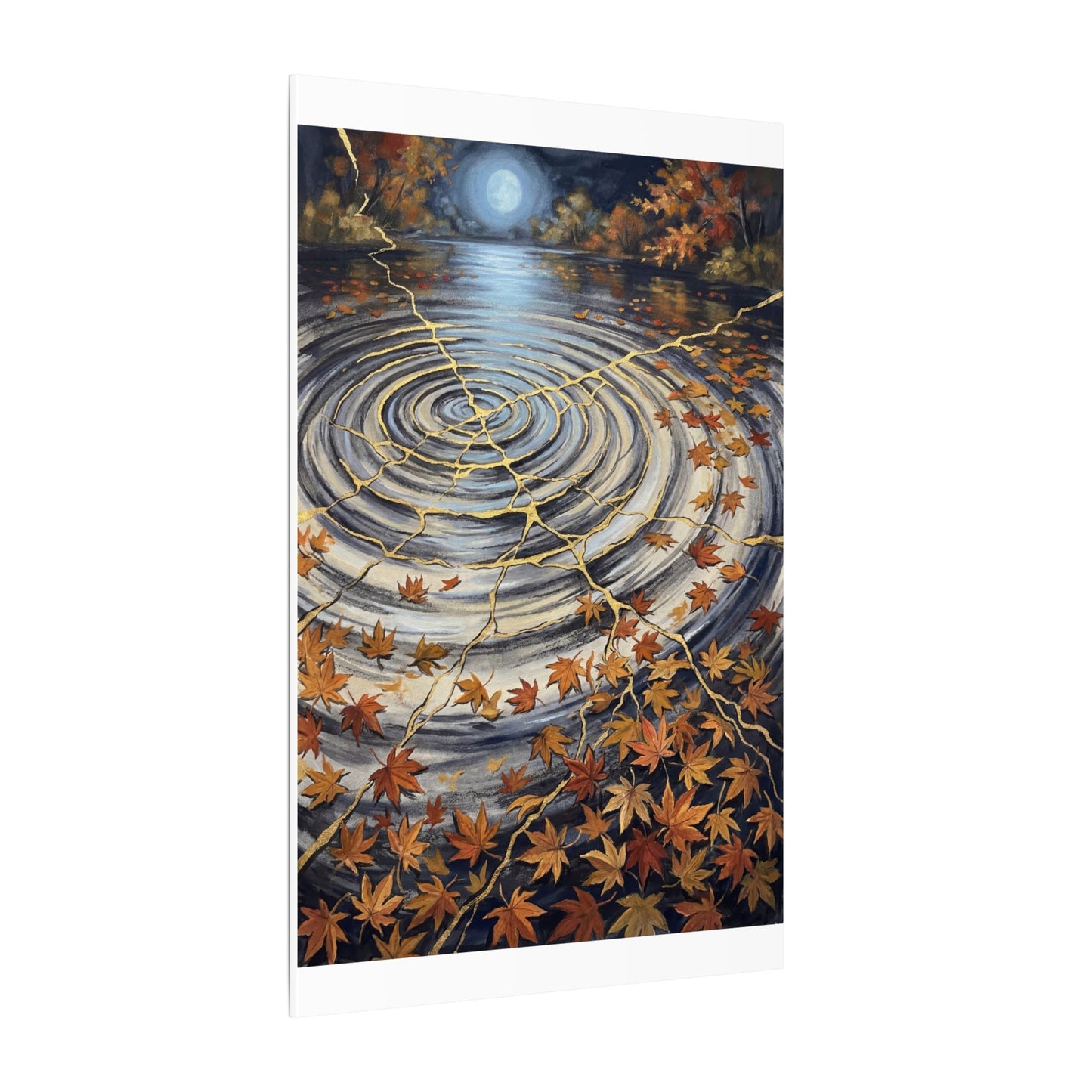 Moonlight Water Ripple Canvas Art - Kintsugi Fukinsei