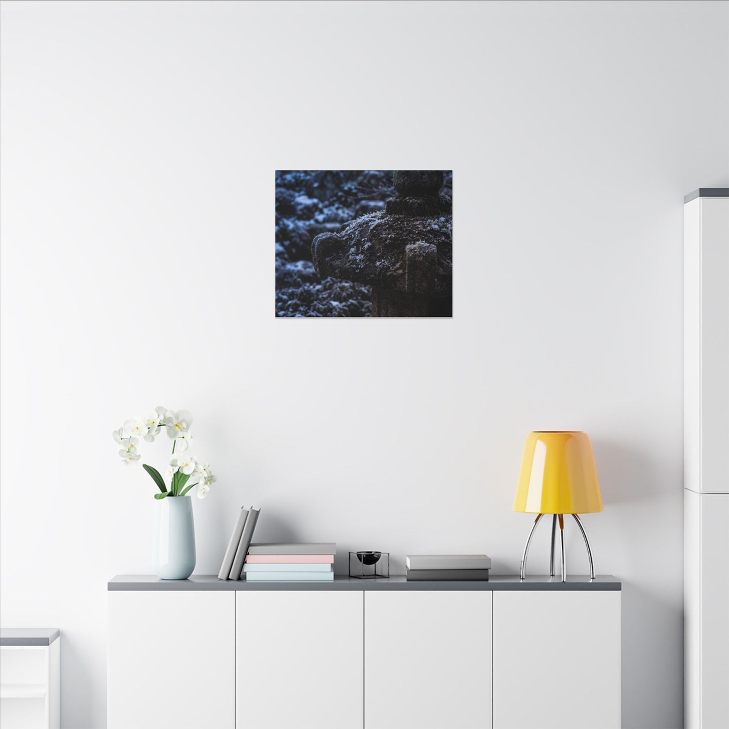 Moody Stone Lantern Canvas Art - Shadow Zen Dark Japandi
