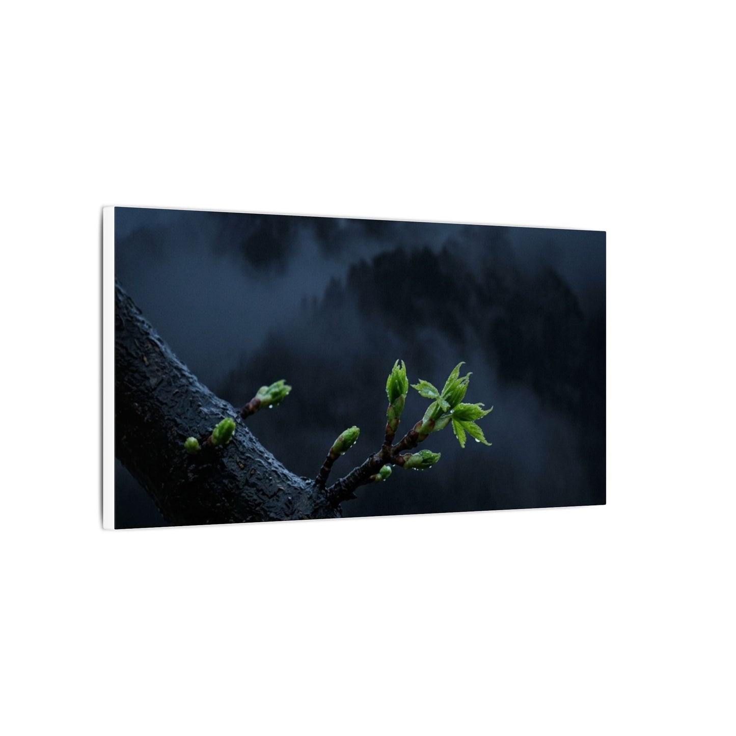 Moonlight Mountain Mist Canvas Art - Dark Japandi Kanso