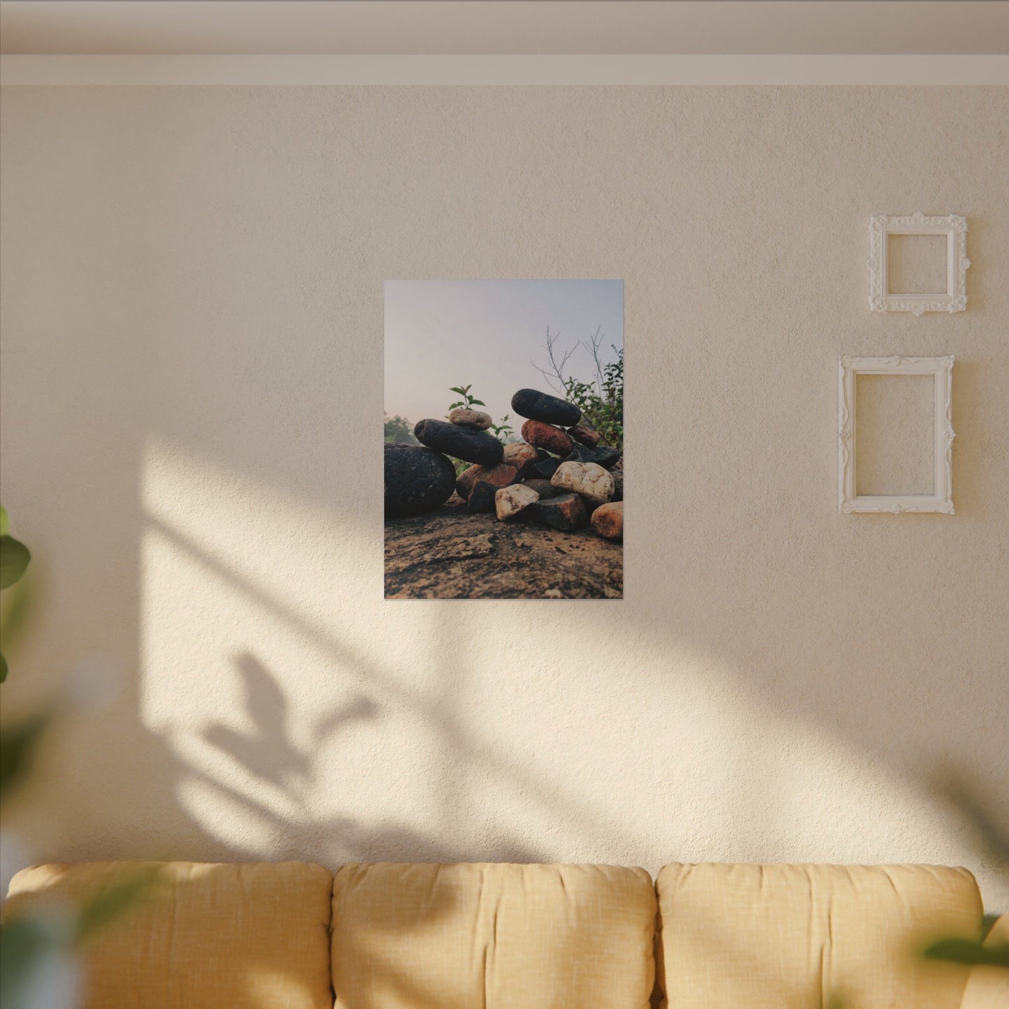 River Stones Canvas Art | Spring Kintsugi Broken Beauty Art