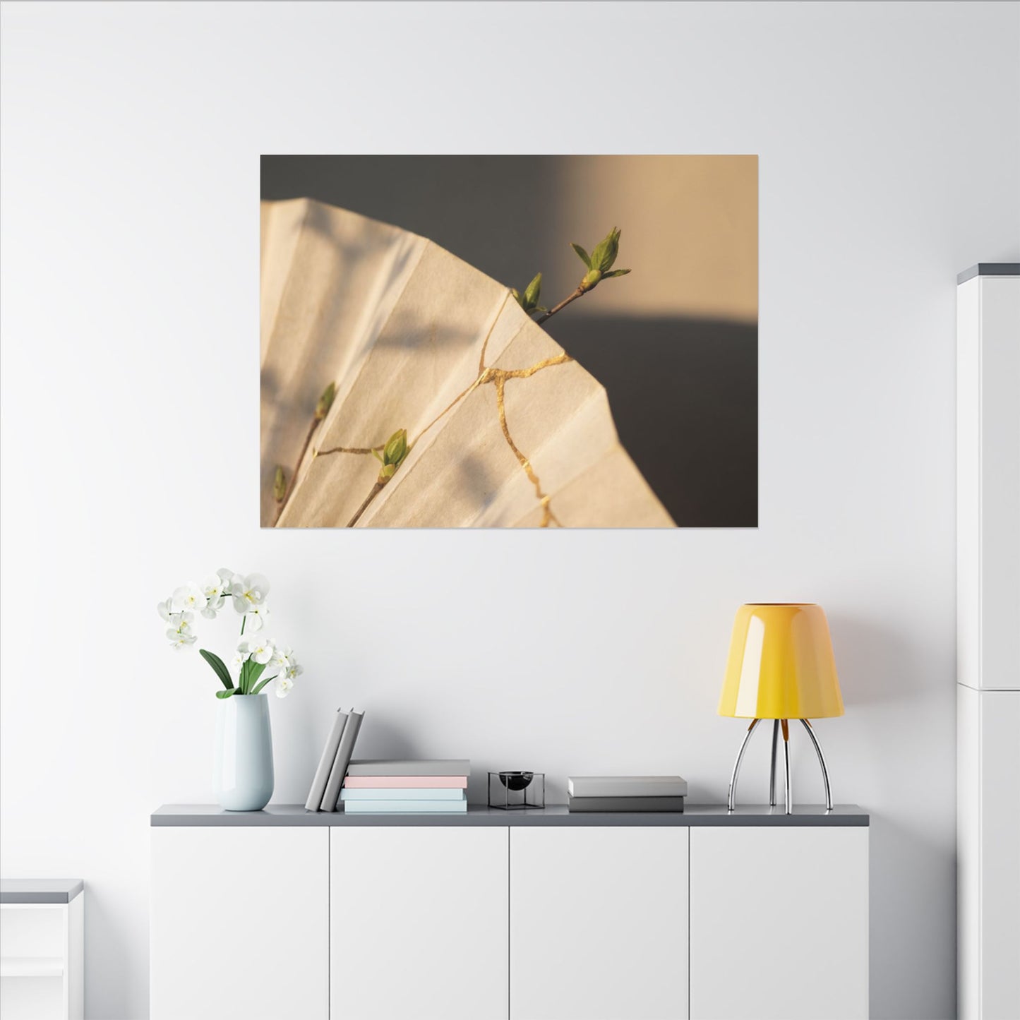 Paper Fold Gold Vein Canvas Art | Healing Kintsugi Art