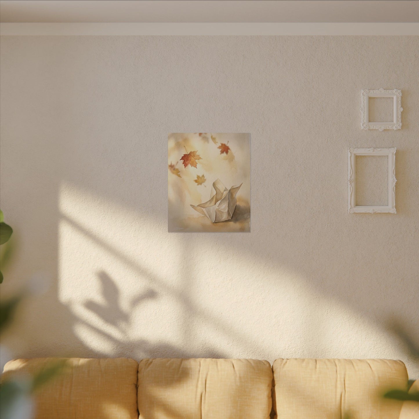 Japandi Paper Fold in Golden Hour | Watercolor Canvas Art