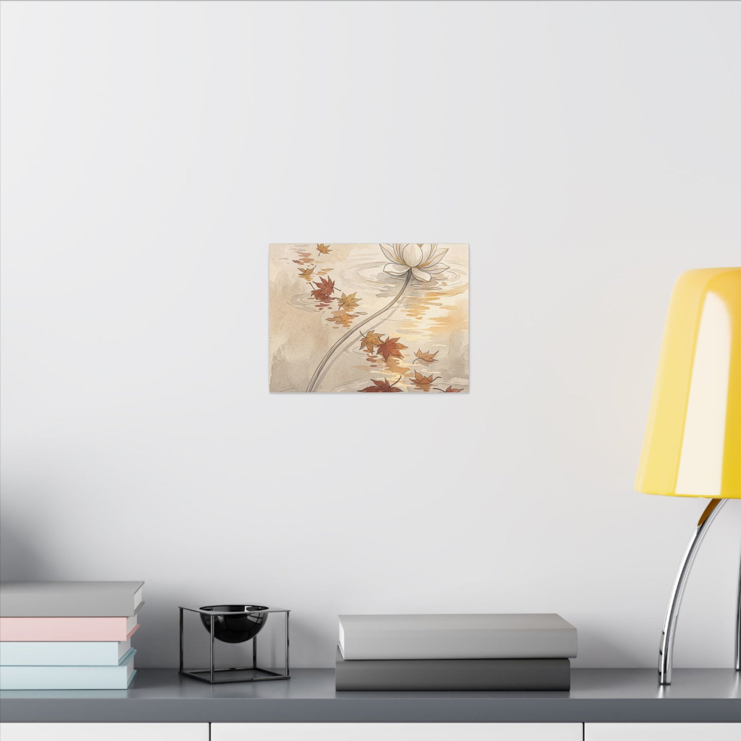 Lotus Flower Canvas Art | Autumn Japandi Minimal Line Art