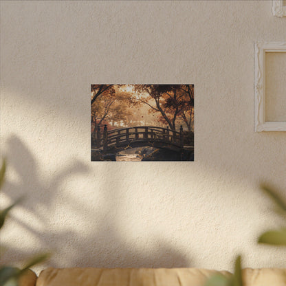Autumn Wooden Bridge Gold Vein Canvas Art | Resilient Decor