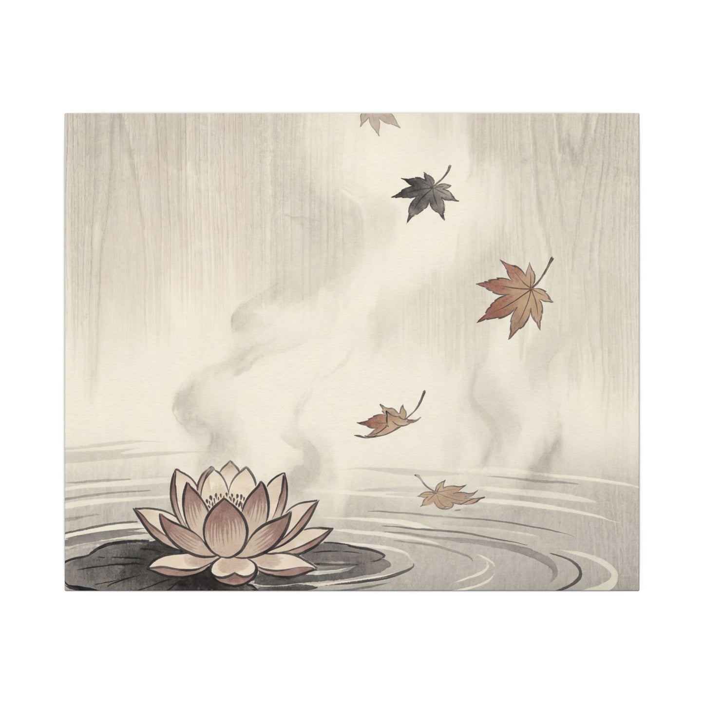 Lotus Flower Canvas Art | Autumn Zen Ukiyo E Inspired Art