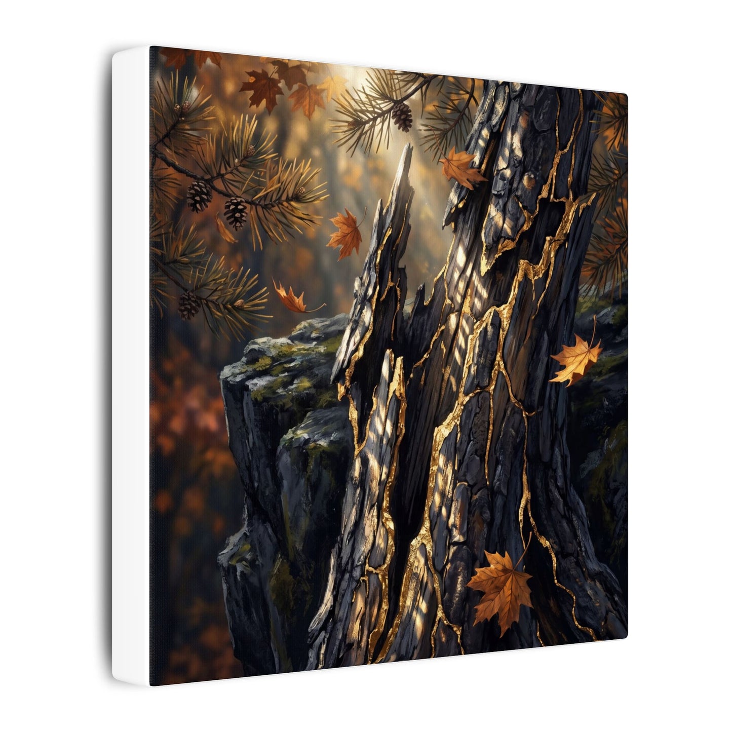 Pine Tree Autumn Canvas Art | Kintsugi Beautiful Design