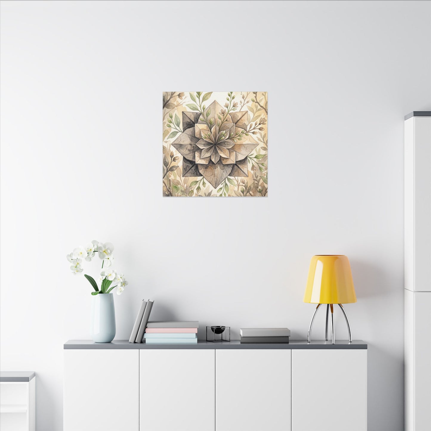 Warm Paper Fold Canvas Art - Watercolor Japandi