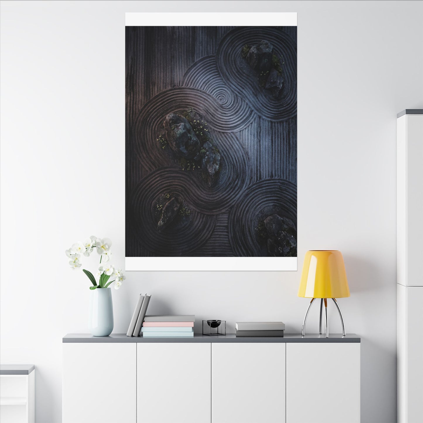 Spring Rock Garden Charcoal Ink Canvas Art | Bold Decor