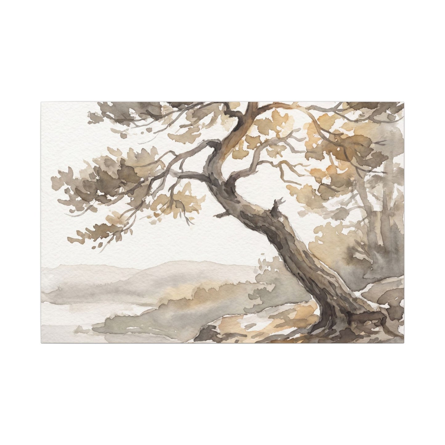 Pine Tree Watercolor Canvas Art | Elegant Japandi Art Art Print