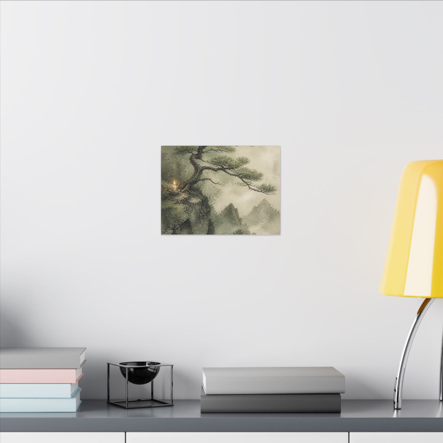 Candlelight Pine Tree Canvas Art - Japandi Kanso