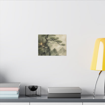 Candlelight Pine Tree Canvas Art - Japandi Kanso
