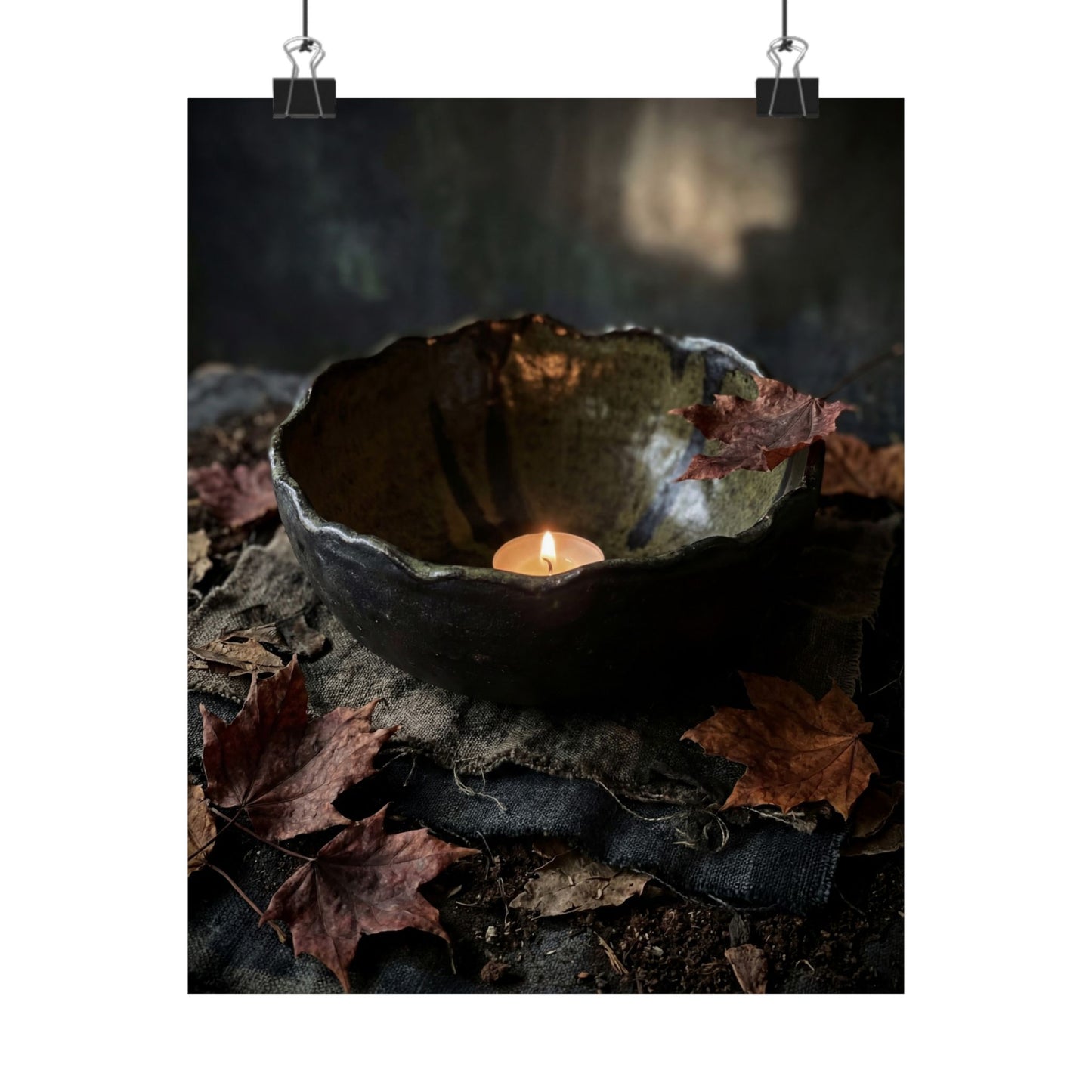 Autumn Ceramic Bowl Dark Texture Wall Art Print | Bold Decor Art Print