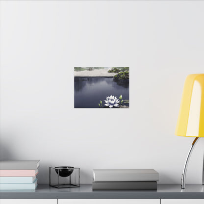 Lotus Flower Karesansui Canvas Art | Tranquil Zen Art