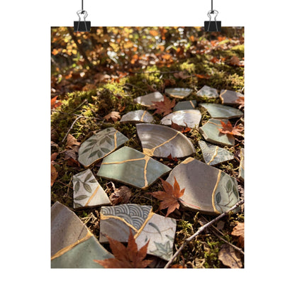 Japandi Broken Pottery in Dappled | Japanese Pattern Wall Art Print
