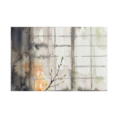 Shoji Screen Canvas Art | Spring Japandi Watercolor Art