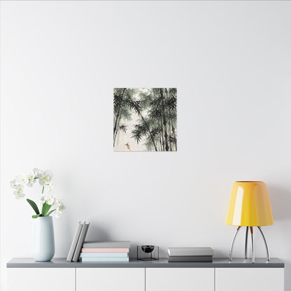 Zen Bamboo Grove in Overcast | Sumi E Canvas Art