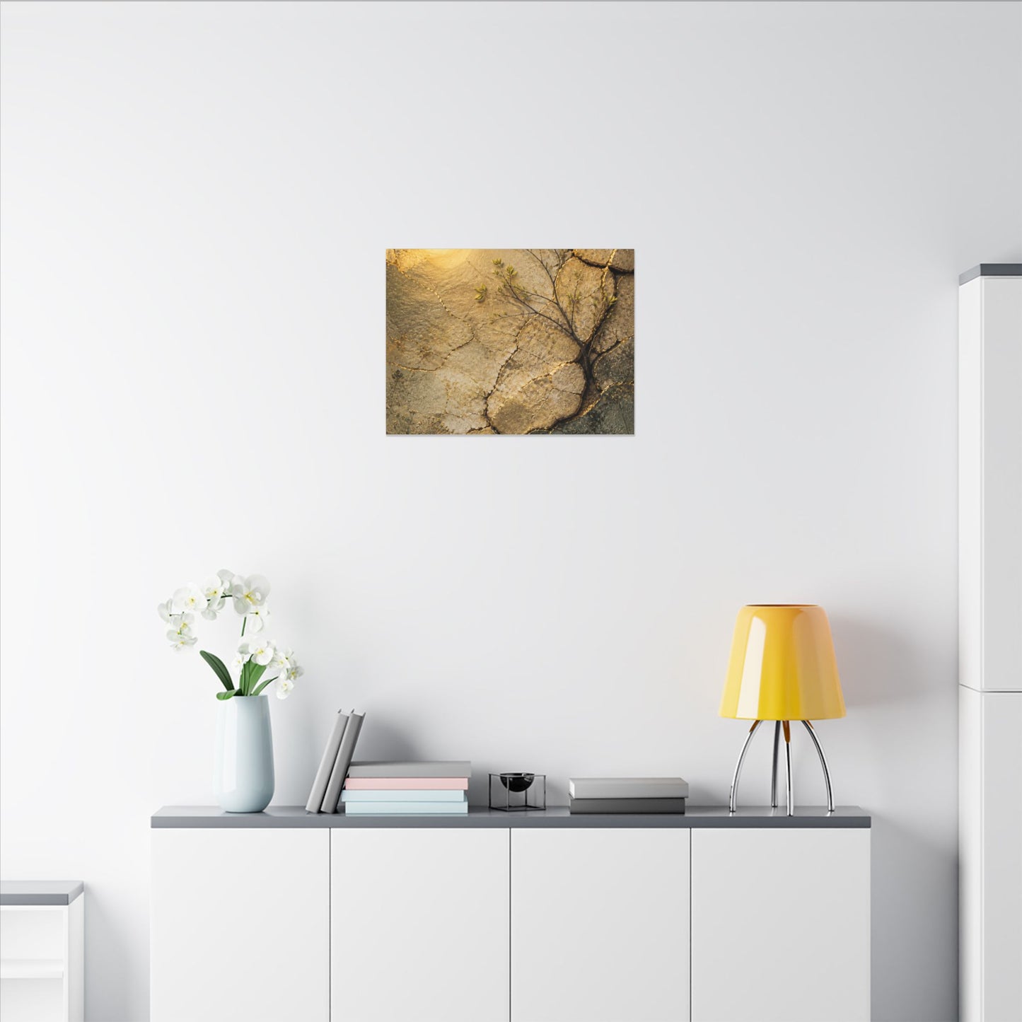 Cracked Earth Spring Canvas Art | Japandi Warm Design