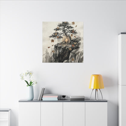 Pine Tree Autumn Canvas Art | Japandi Earthy Design