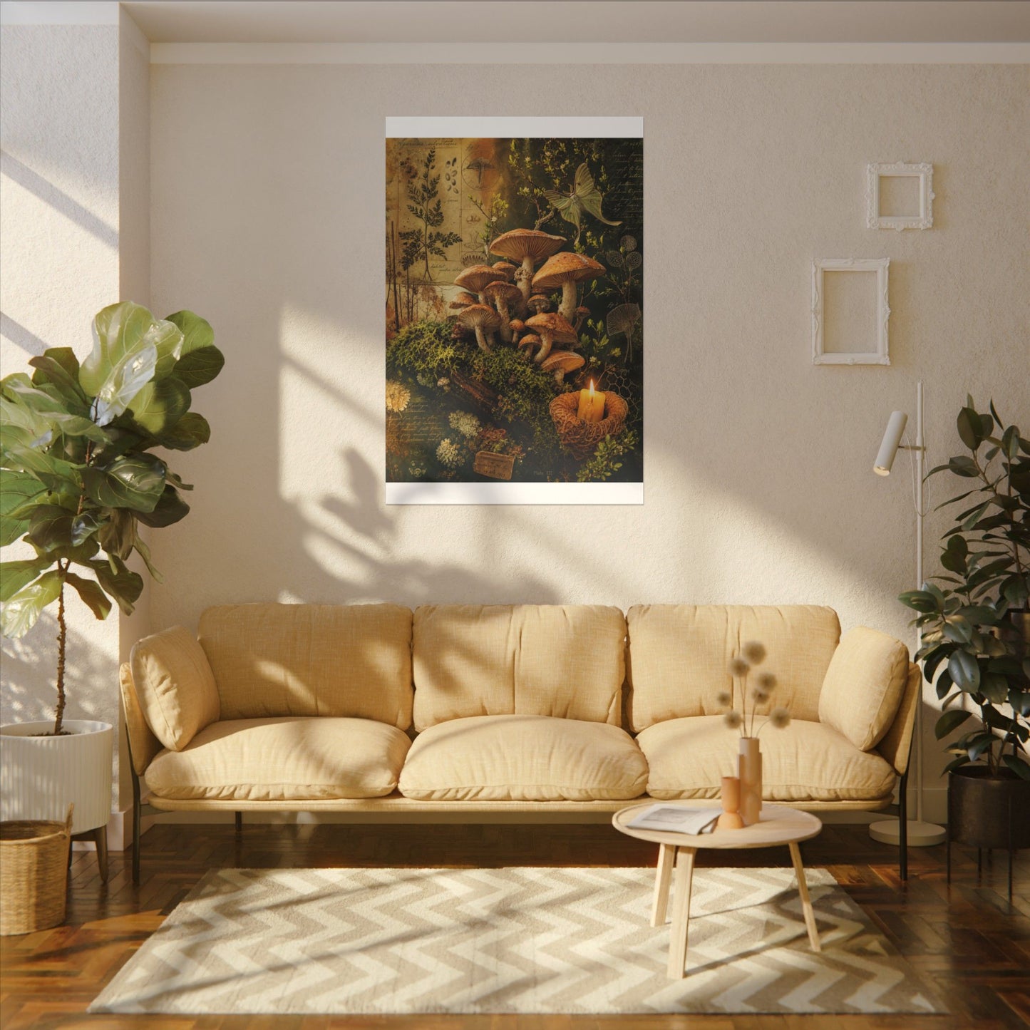 Spring Wild Mushrooms Herbarium Canvas Art | Earthy Decor