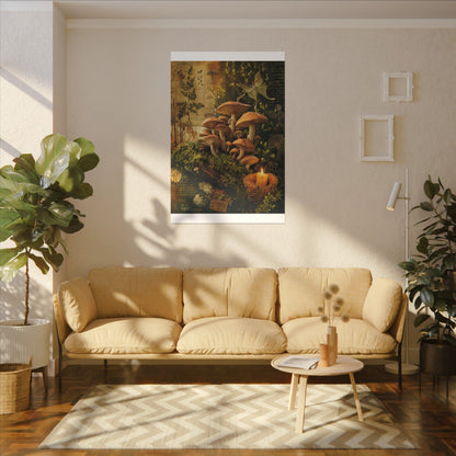 Spring Wild Mushrooms Herbarium Canvas Art | Earthy Decor