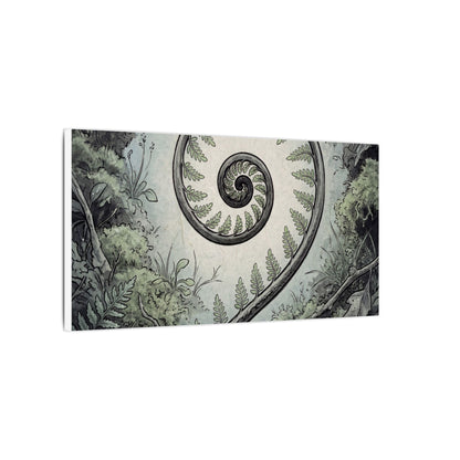 Zen Fern Unfurling in Dawn | Ukiyo E Inspired Canvas Art