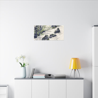 Dappled Rock Garden Canvas Art - Zen Mono No Aware