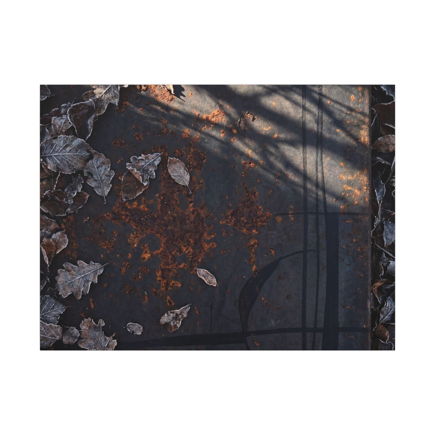 Shibui Rust Patina Canvas Art - Dark Japandi Charcoal Ink Art Print