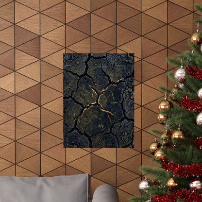 Cracked Earth Winter Wall Art Print | Dark Japandi Moody Design