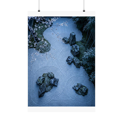 Zen Cherry Blossom in Moonlight | Karesansui Wall Art Print Art Print