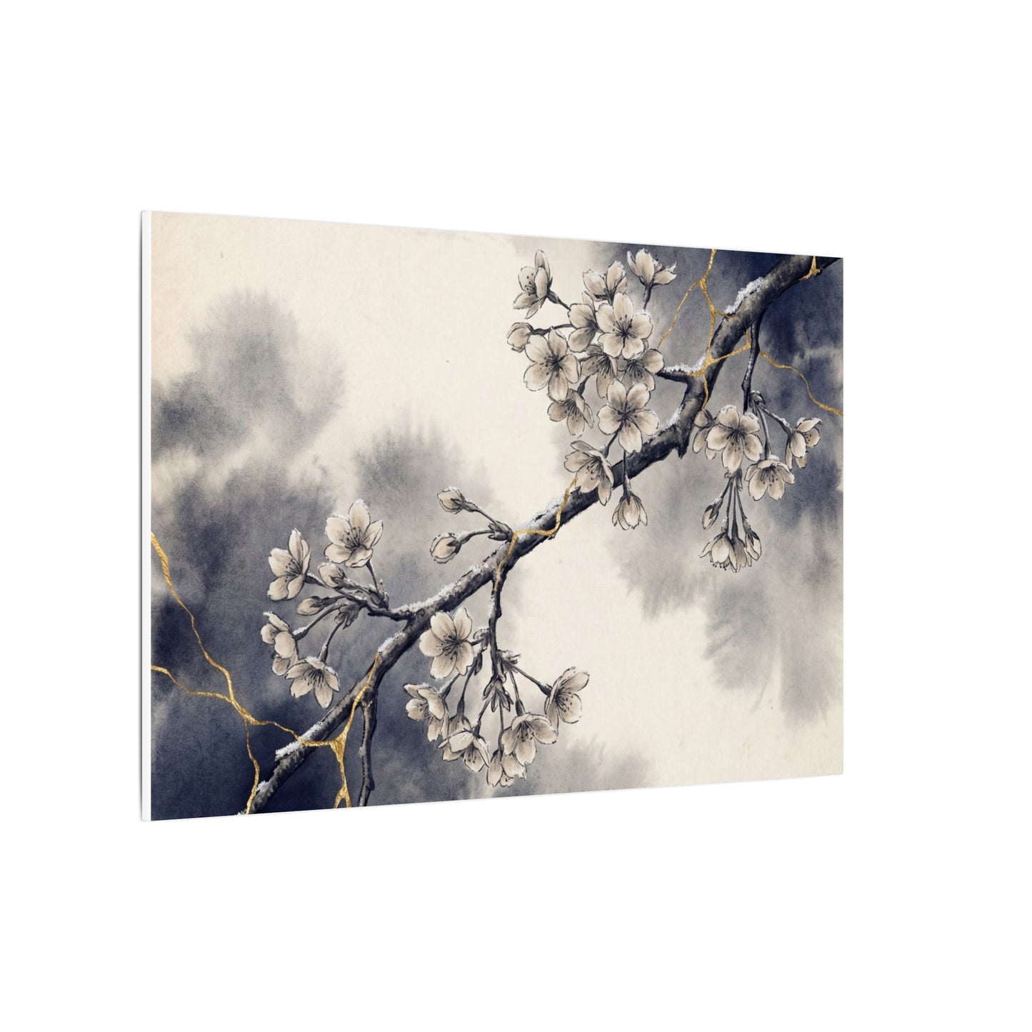 Ma Cherry Blossom Canvas Art - Kintsugi Gold Vein