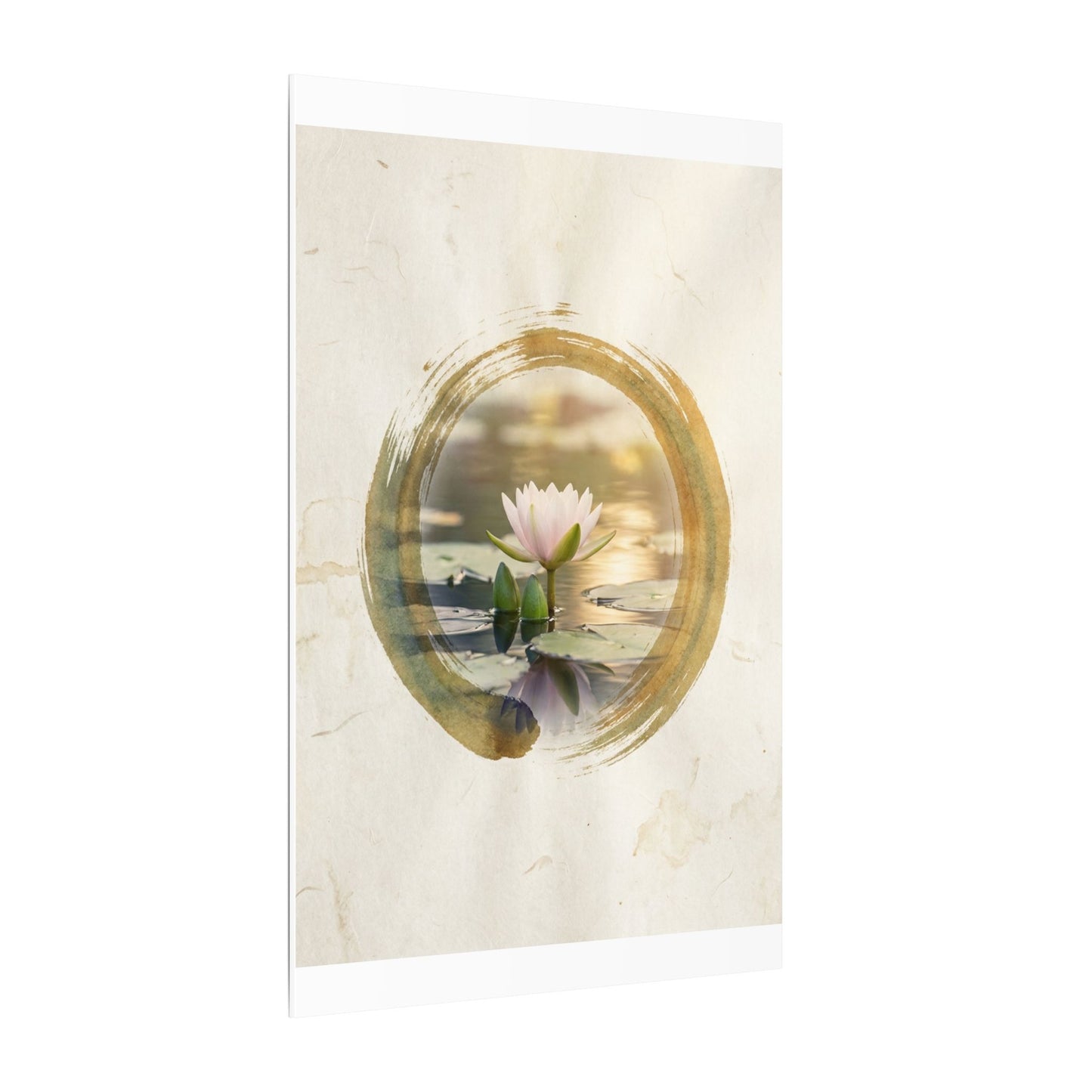 Peaceful Lotus Flower Canvas Art - Enso Zen