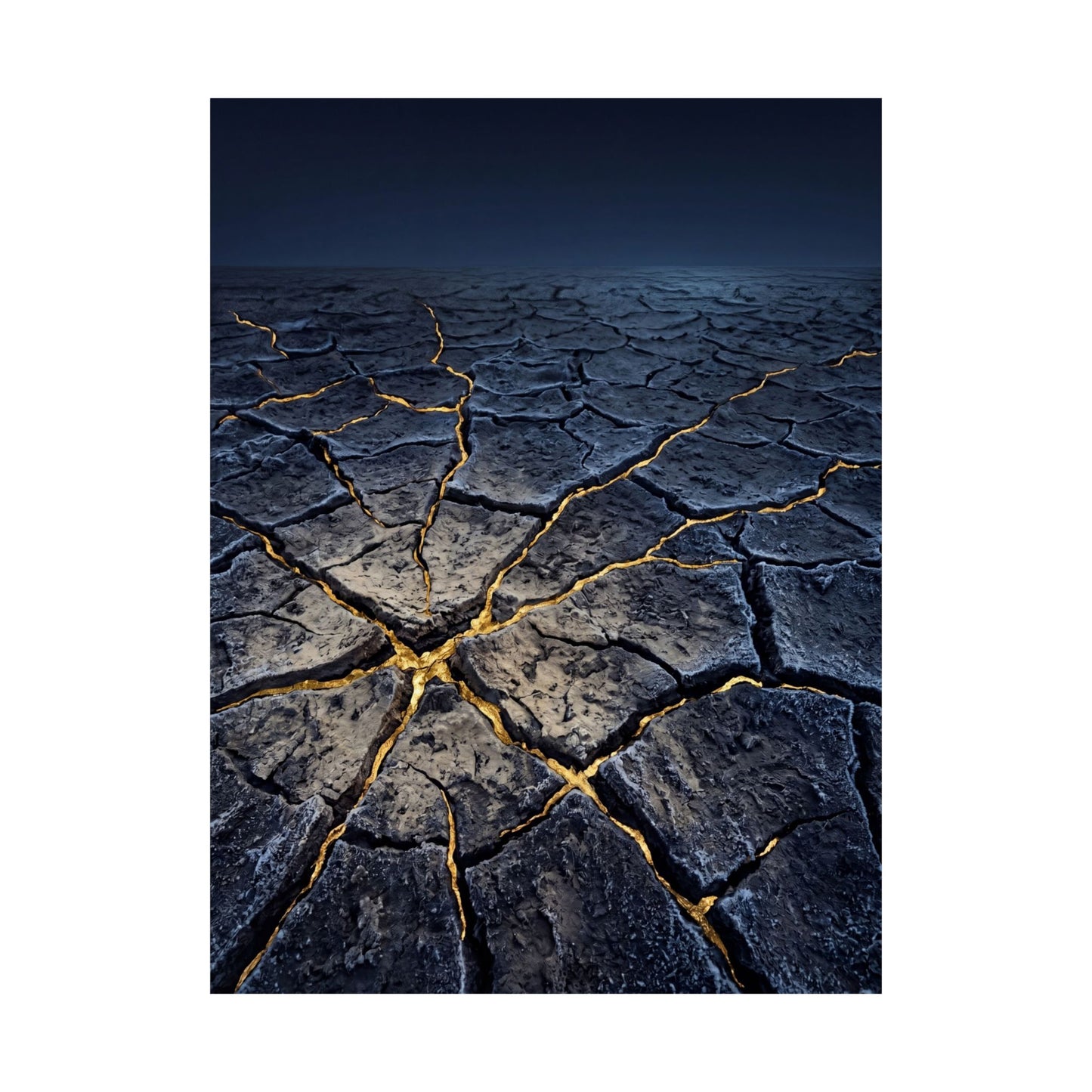 Ma Cracked Earth Wall Art Print - Kintsugi Broken Beauty