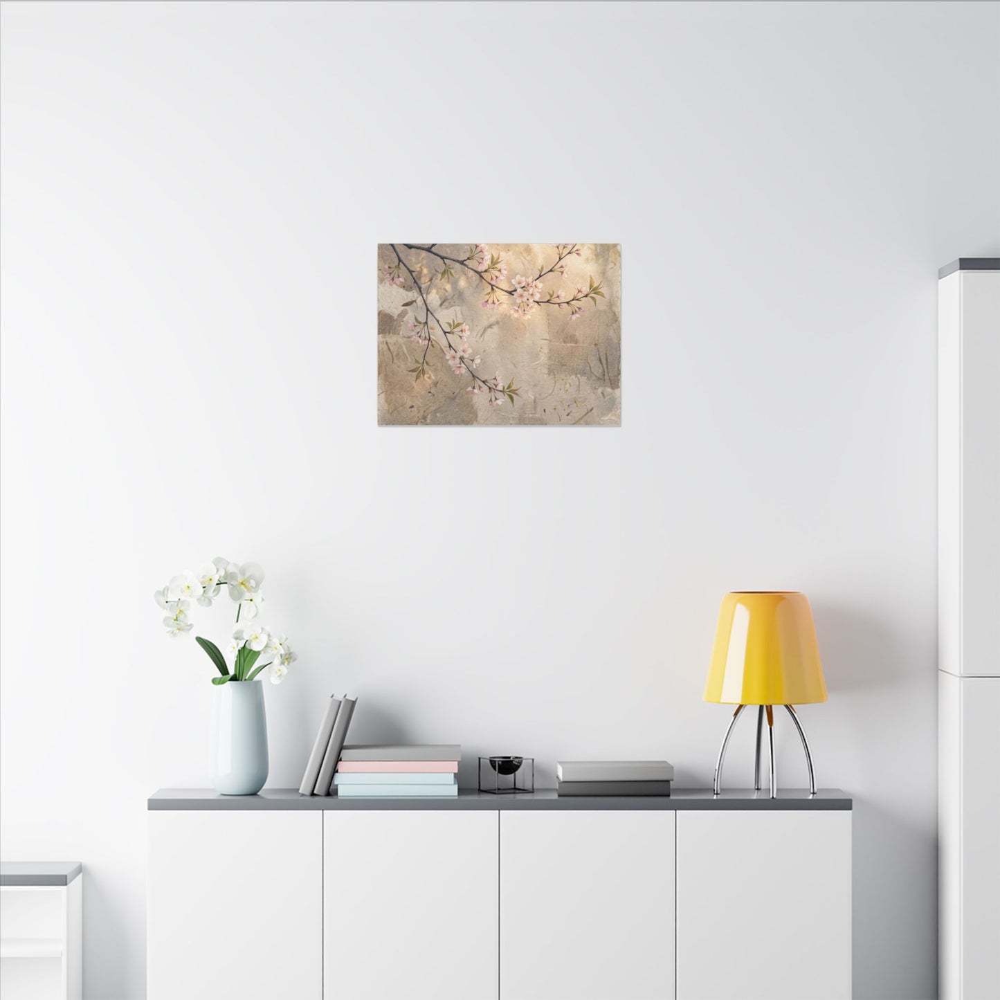 Summer Cherry Blossom Texture Canvas Art | Neutral Decor