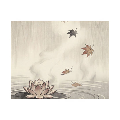 Lotus Flower Canvas Art | Autumn Zen Ukiyo E Inspired Art Art Print