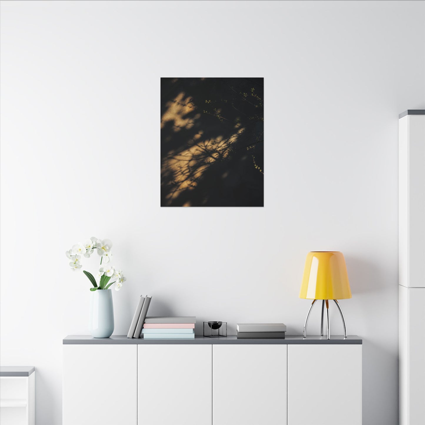 Moody Shadow Play Canvas Art - Moody Minimal Dark Japandi