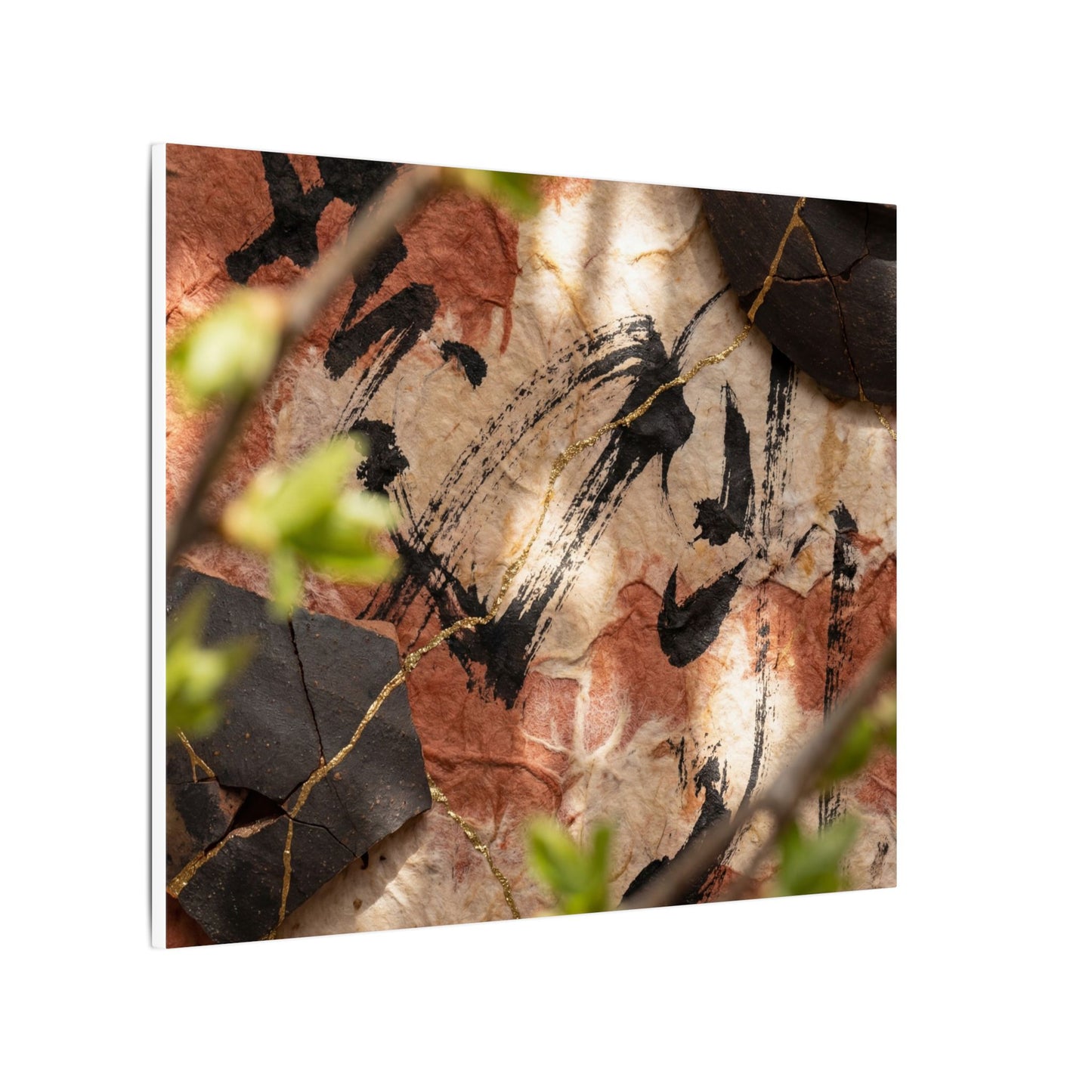 Datsuzoku Ink Brushstroke Canvas Art - Kintsugi Gold Repair