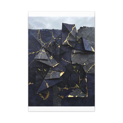 Beautiful Paper Fold Canvas Art - Crackle Gold Kintsugi