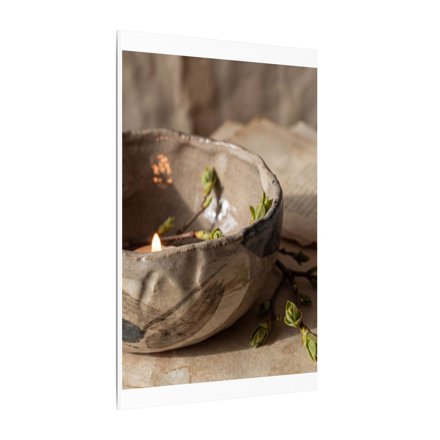 Candlelight Ceramic Bowl Canvas Art - Japandi Ma