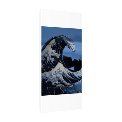 Ocean Wave Canvas Art | Winter Kintsugi Gold Repair Art