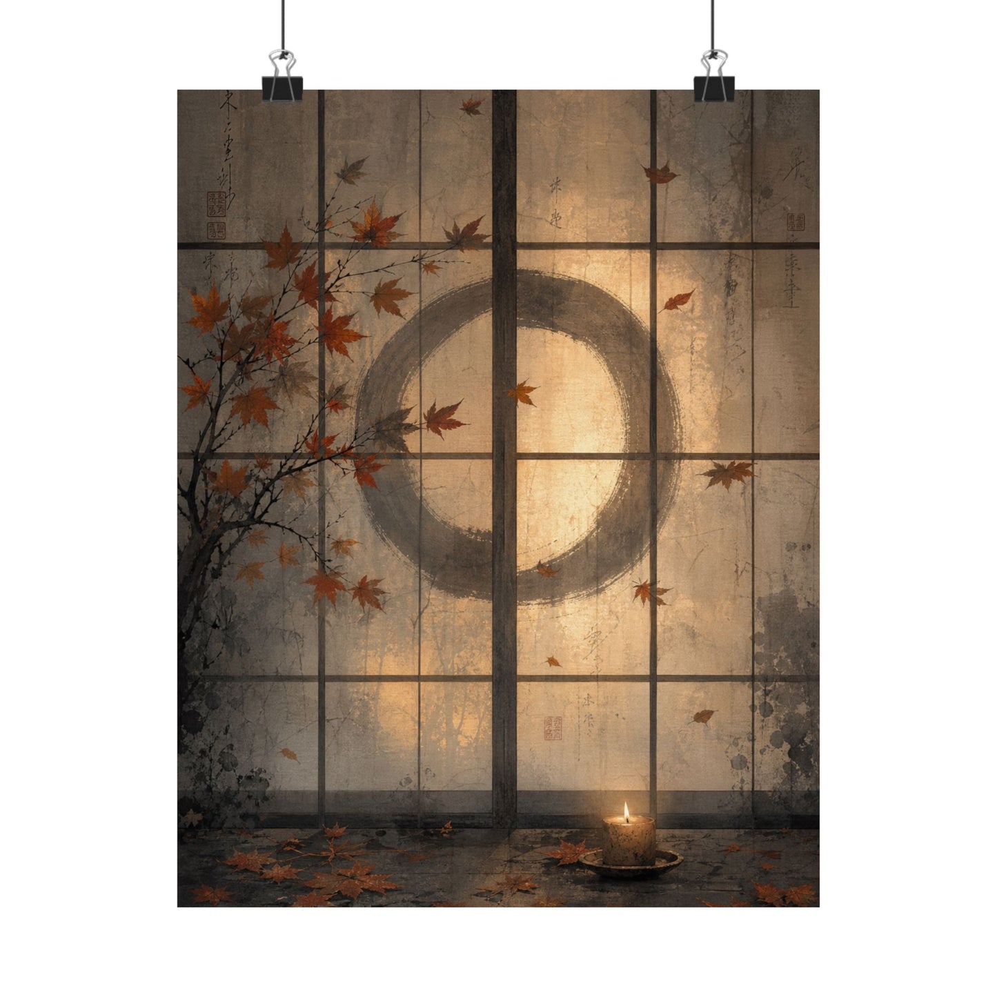 Shoji Screen Wall Art Print | Autumn Japandi Texture Art