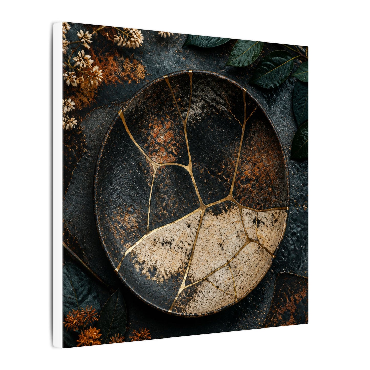 Kintsugi Rust Patina in Dawn | Gold Repair Canvas Art