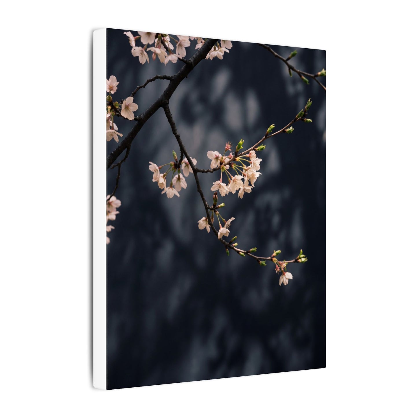 Cherry Blossom Moody Minimal Canvas Art | Bold Dark Japandi Art