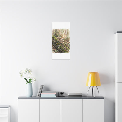 Wild Mushrooms Canvas Art | Spring Japandi Watercolor Art