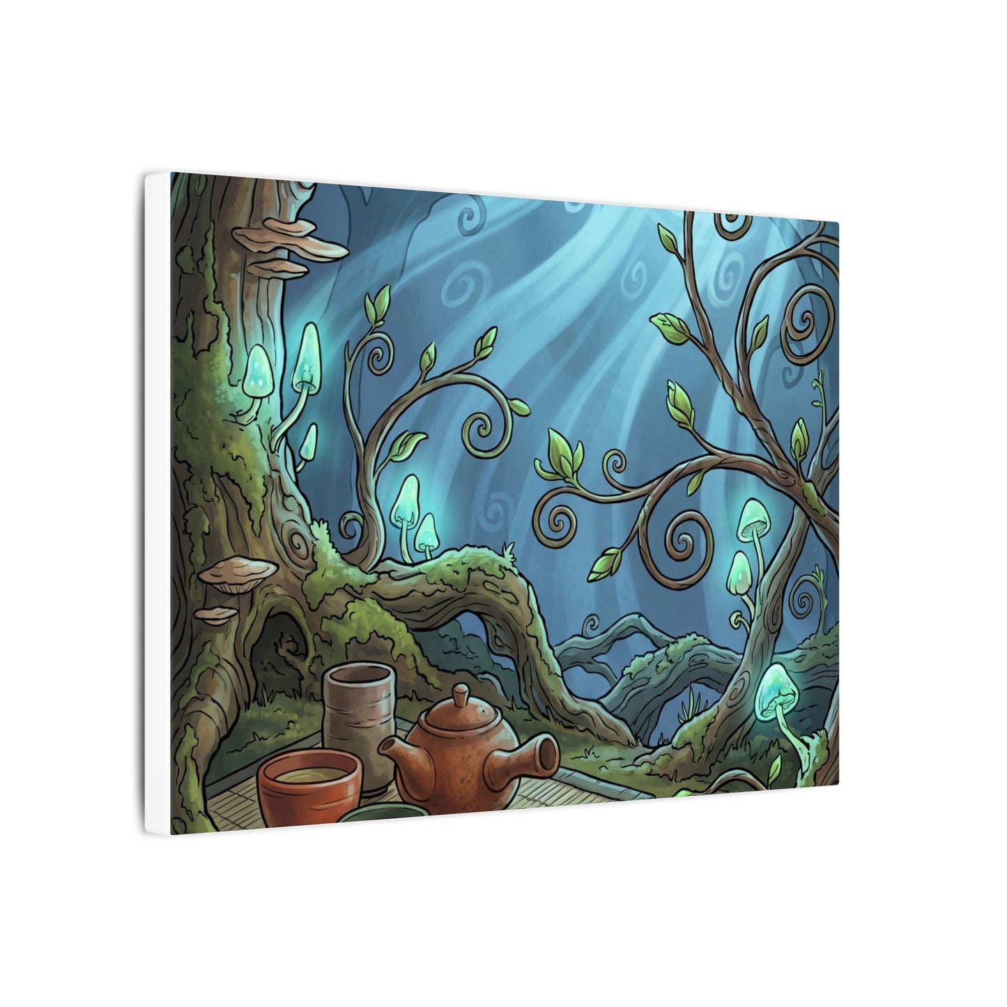 Spring Tea Ceremony Forest Whimsy Canvas Art | Cozy Decor