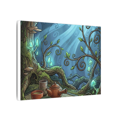 Spring Tea Ceremony Forest Whimsy Canvas Art | Cozy Decor