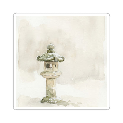 Cozy Stone Lantern Sticker - Watercolor Japandi Art Print