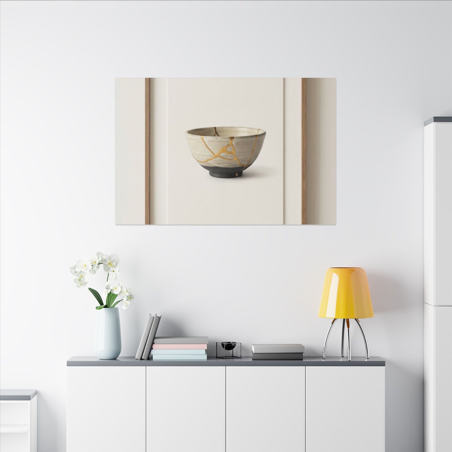 Kintsugi Charcoal Canvas Art