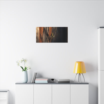 Rust Patina Charcoal Ink Canvas Art | Moody Dark Japandi Art