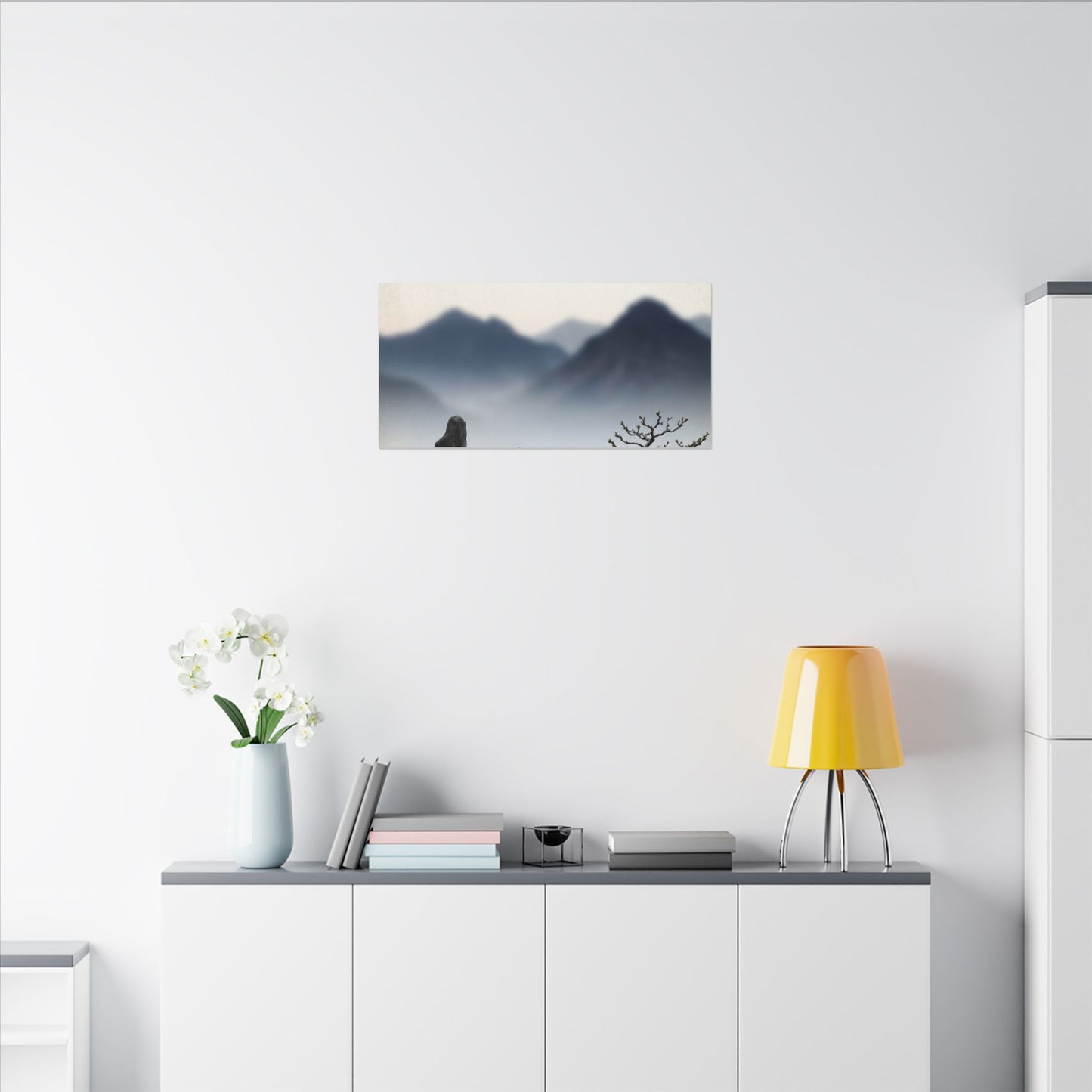 Mountain Mist Karesansui Canvas Art | Contemplative Zen Art